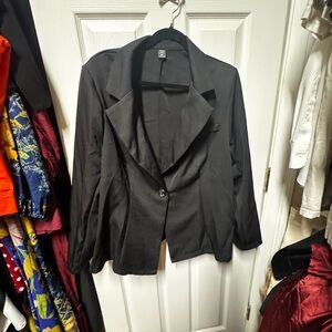 SHEIN Black Single-Button Draped Lapel Blazer